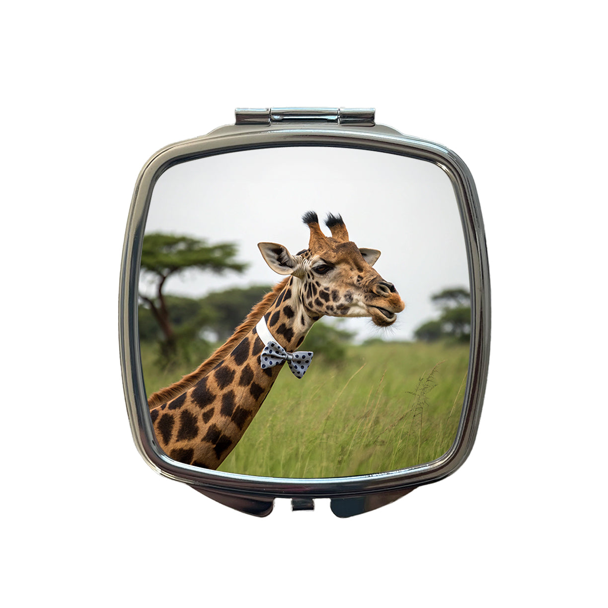 Giraffe Wearing Bow Tie Small Travel Purse Handbag Pocket Makeup Compact Mirror