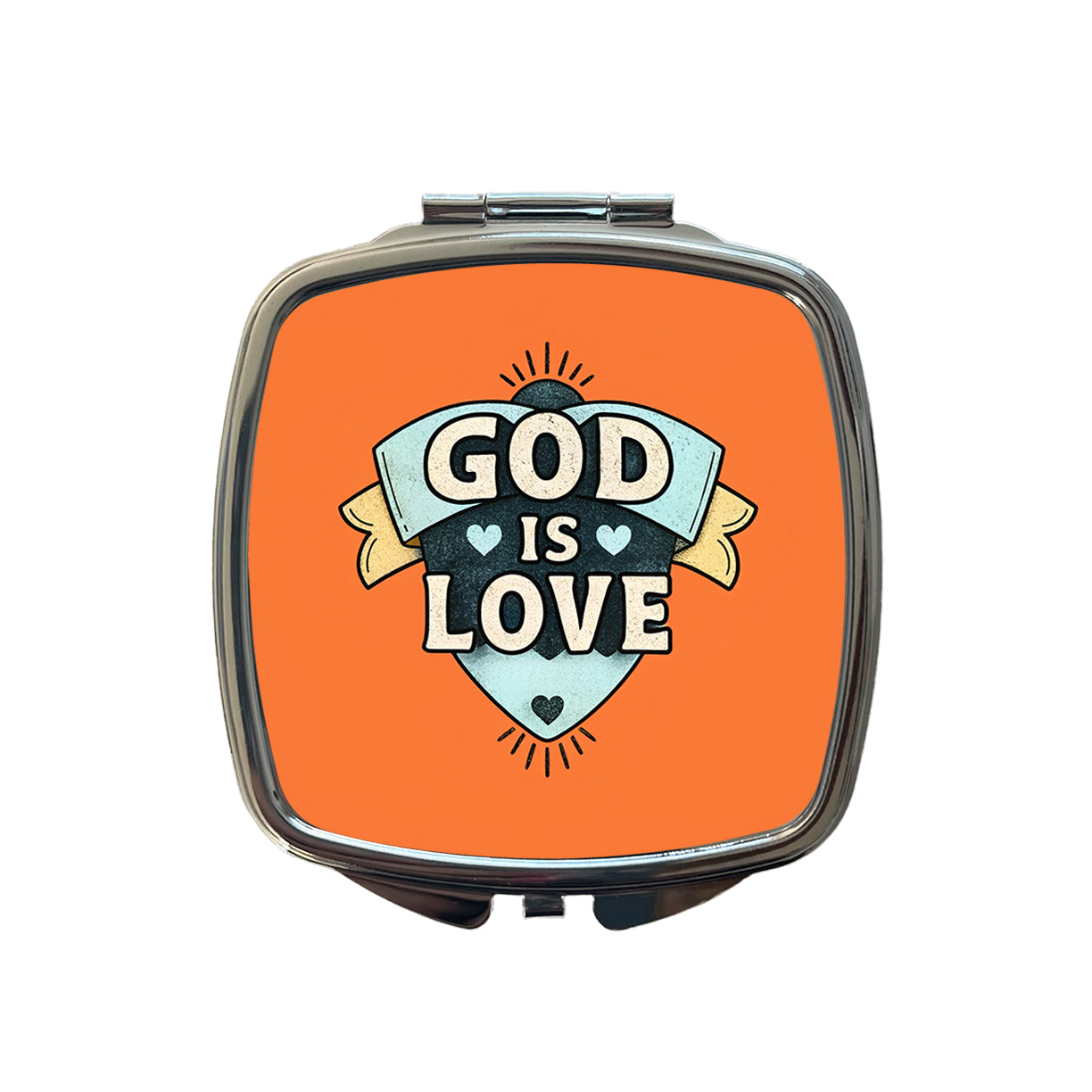 God Is Love Bible Verse Christian Colorful Small Travel Purse Handbag Pocket Makeup Compact Mirror