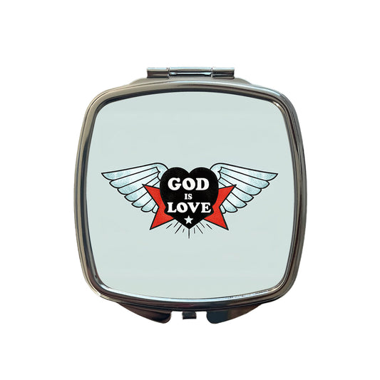 God Is Love Christian Bible Small Travel Purse Handbag Pocket Makeup Compact Mirror