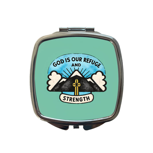 God Is Our Refuge And Strength Bible Verse Small Travel Purse Handbag Pocket Makeup Compact Mirror