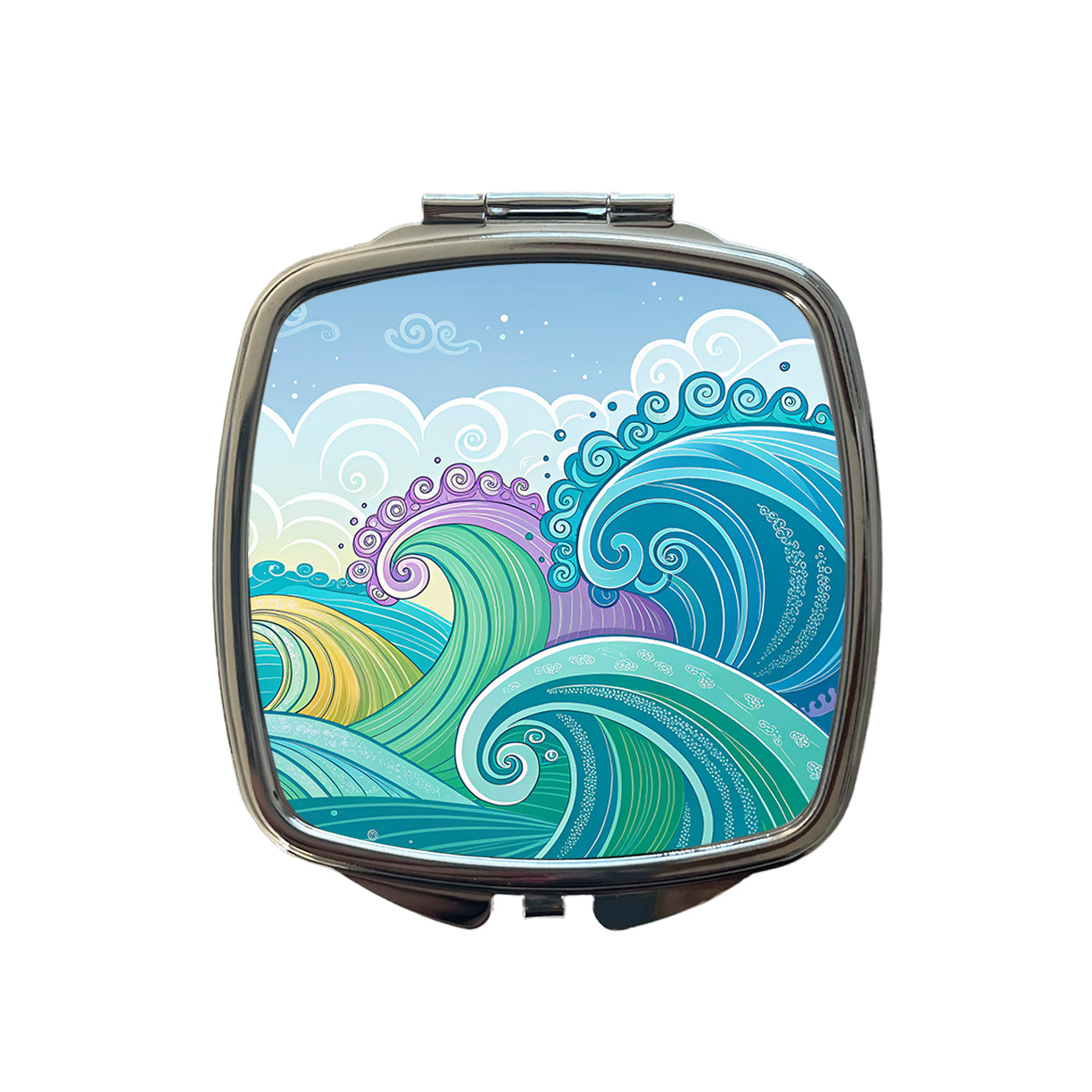 Groovy Ocean Waves Small Travel Purse Handbag Pocket Makeup Compact Mirror