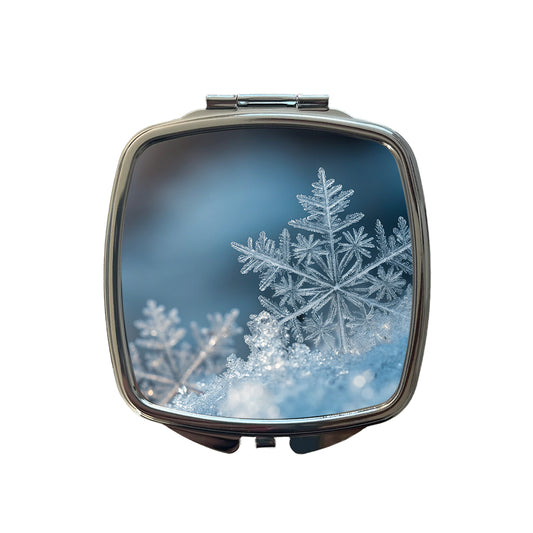 Ice Crystals Close Up Icy Snowflake Small Travel Purse Handbag Pocket Makeup Compact Mirror