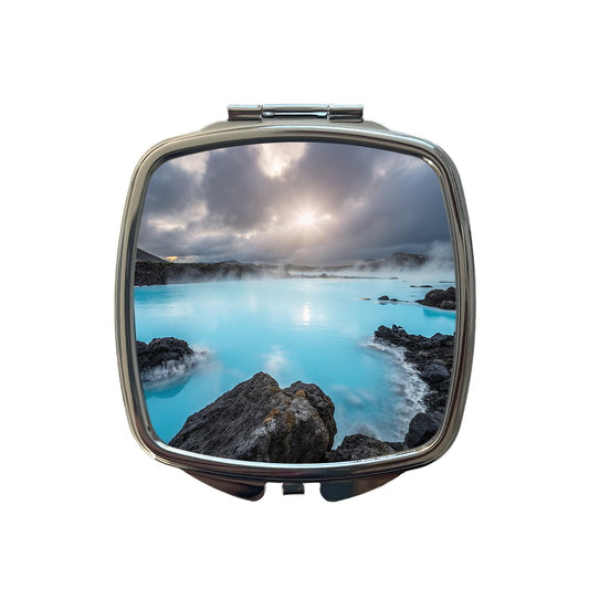 Iceland Blue Lagoon Beautiful Small Travel Purse Handbag Pocket Makeup Compact Mirror