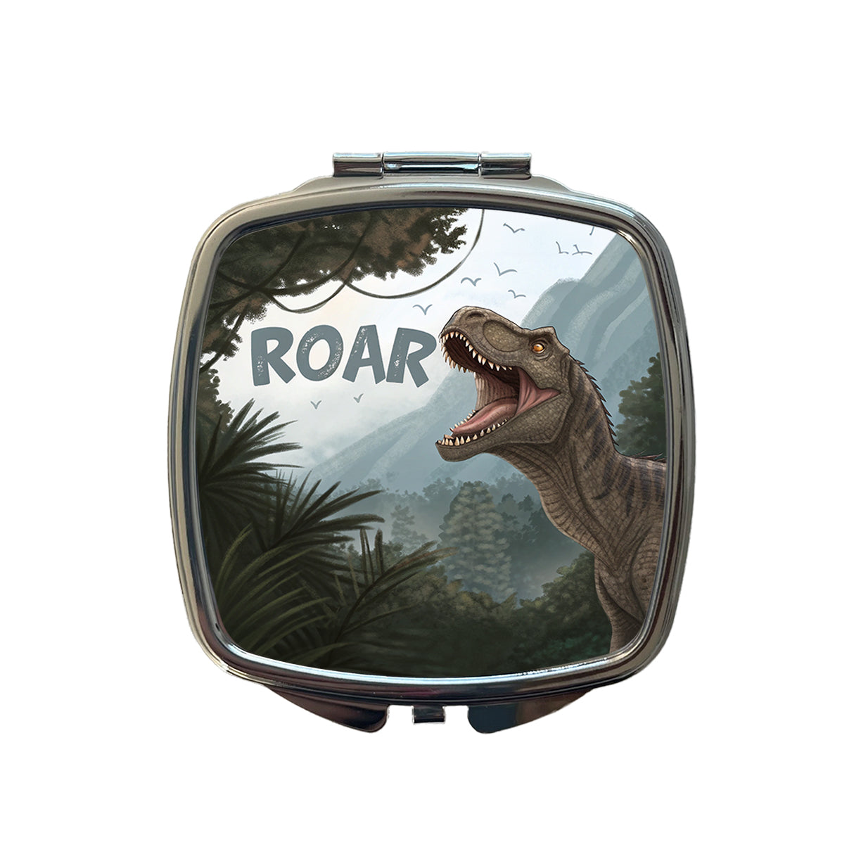 Iguanodon Roar Bold Text Dinosaur Small Travel Purse Handbag Pocket Makeup Compact Mirror