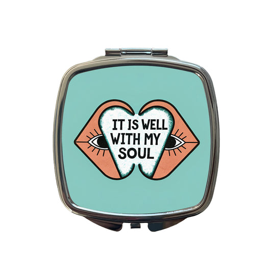 It Is Well With My Soul Bible Verse Small Travel Purse Handbag Pocket Makeup Compact Mirror