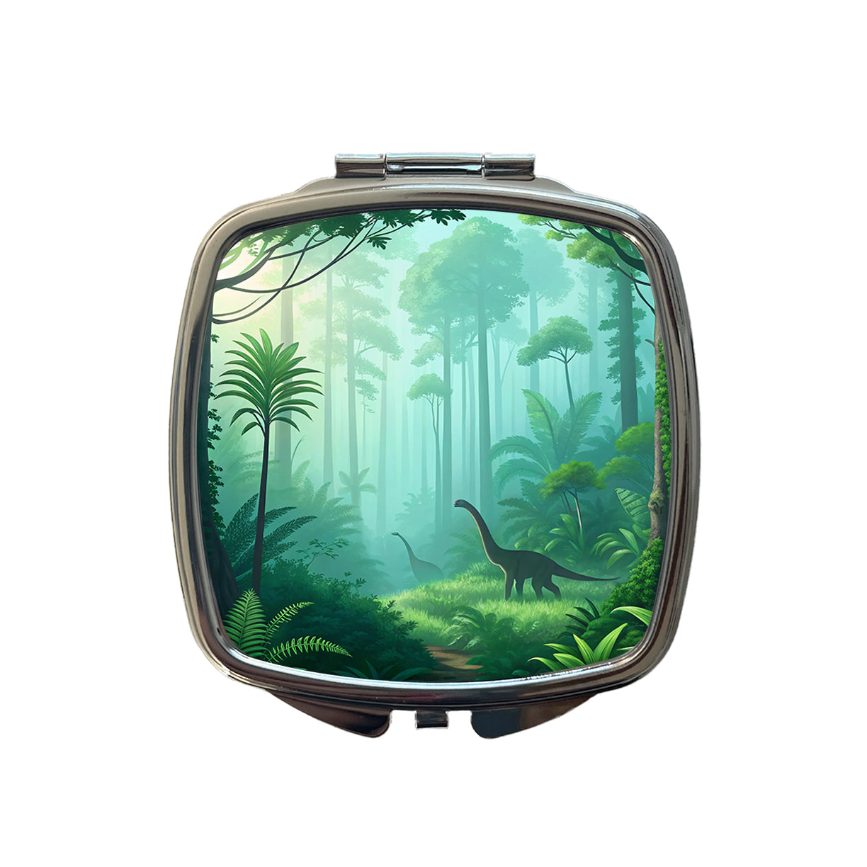 Jurassic Jungle Dinosaurs Small Travel Purse Handbag Pocket Makeup Compact Mirror