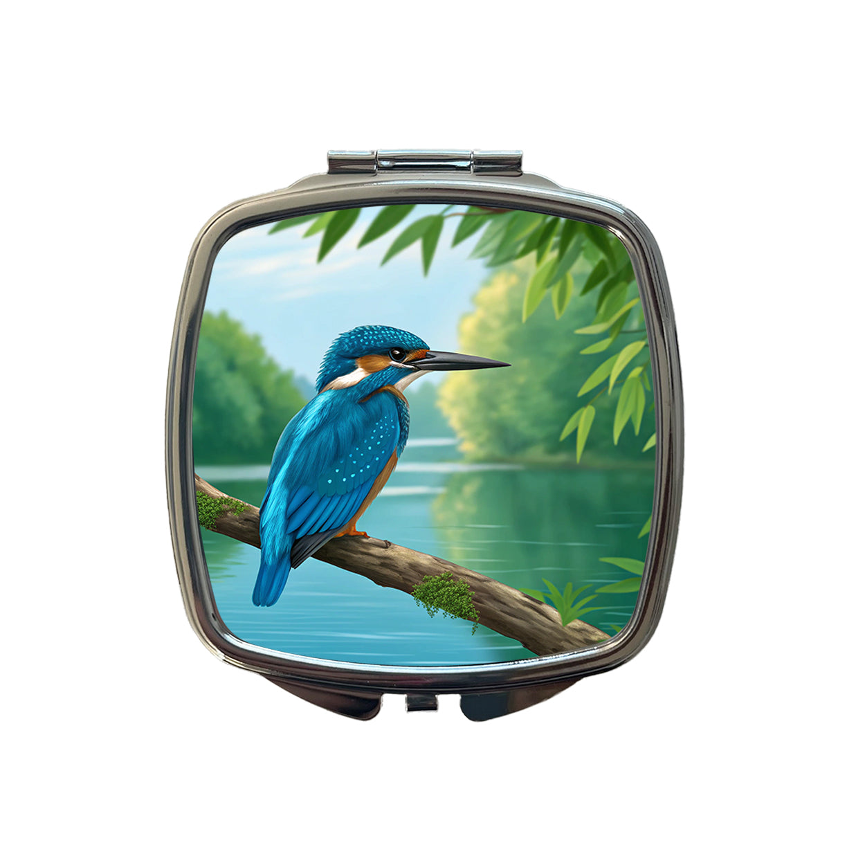 Kingfisher Bird On Branch Small Travel Purse Handbag Pocket Makeup Compact Mirror