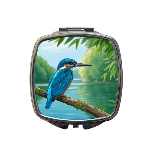 Kingfisher Bird On Branch Small Travel Purse Handbag Pocket Makeup Compact Mirror