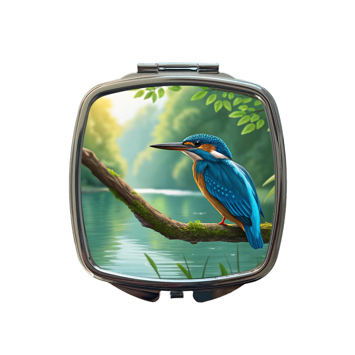 Kingfisher Blue Bird Small Travel Purse Handbag Pocket Makeup Compact Mirror