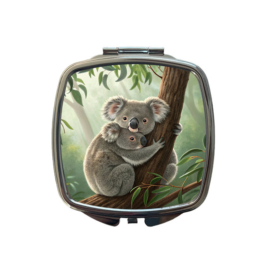 Koala Hug Mom Kid Small Travel Purse Handbag Pocket Makeup Compact Mirror