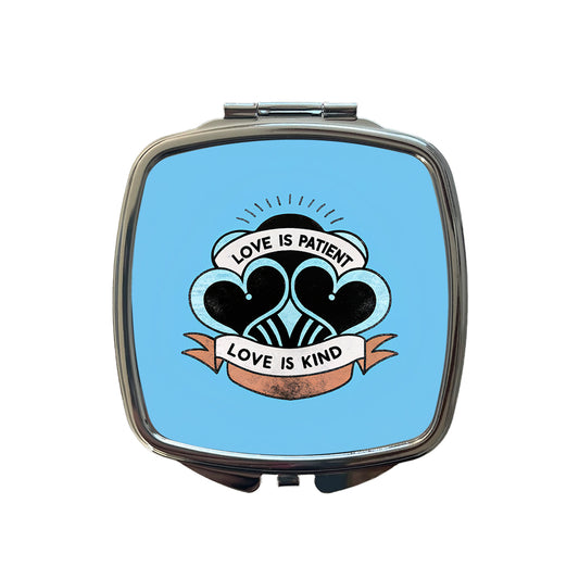 Love Is Patient Love Is Kind Bible Verse Small Travel Purse Handbag Pocket Makeup Compact Mirror