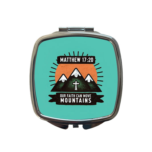 Matthew Our Faith Can Move Mountains Bible Verse Small Travel Purse Handbag Pocket Makeup Compact Mirror