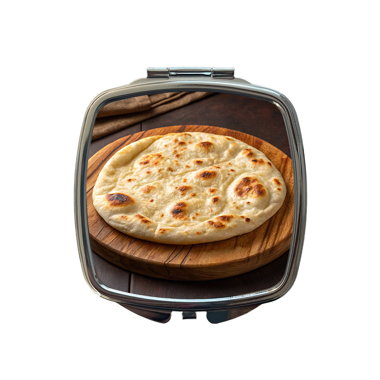 Naan Flatbread Small Travel Purse Handbag Pocket Makeup Compact Mirror