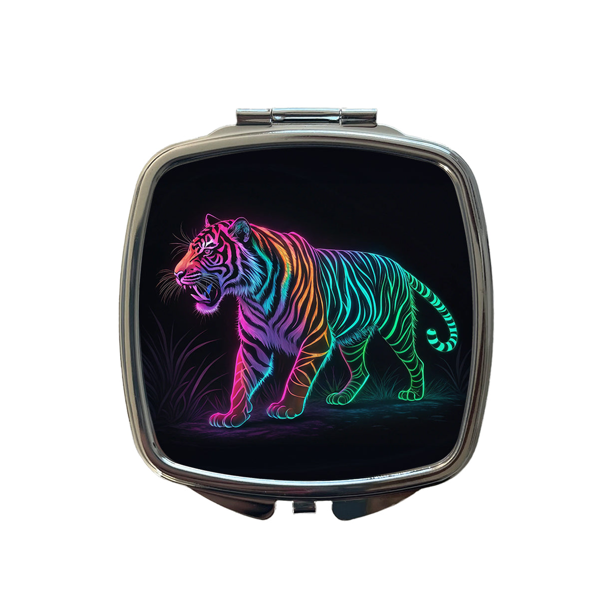 Neon Tiger Stunning Small Travel Purse Handbag Pocket Makeup Compact Mirror
