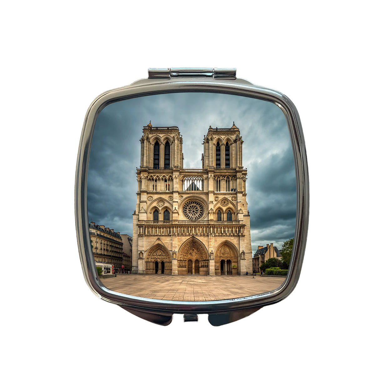Notre Dame Cathedral Paris France Small Travel Purse Handbag Pocket Makeup Compact Mirror