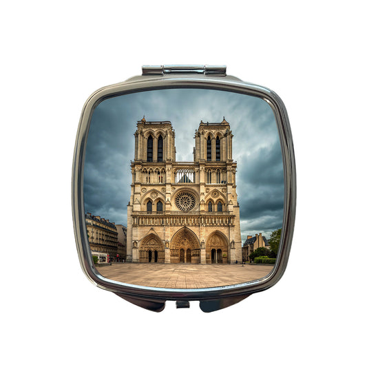 Notre Dame Cathedral Paris France Small Travel Purse Handbag Pocket Makeup Compact Mirror