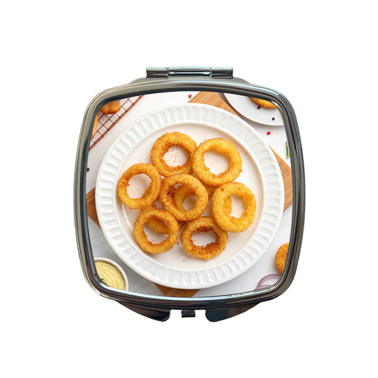 Onion Rings Plate Snack Small Travel Purse Handbag Pocket Makeup Compact Mirror