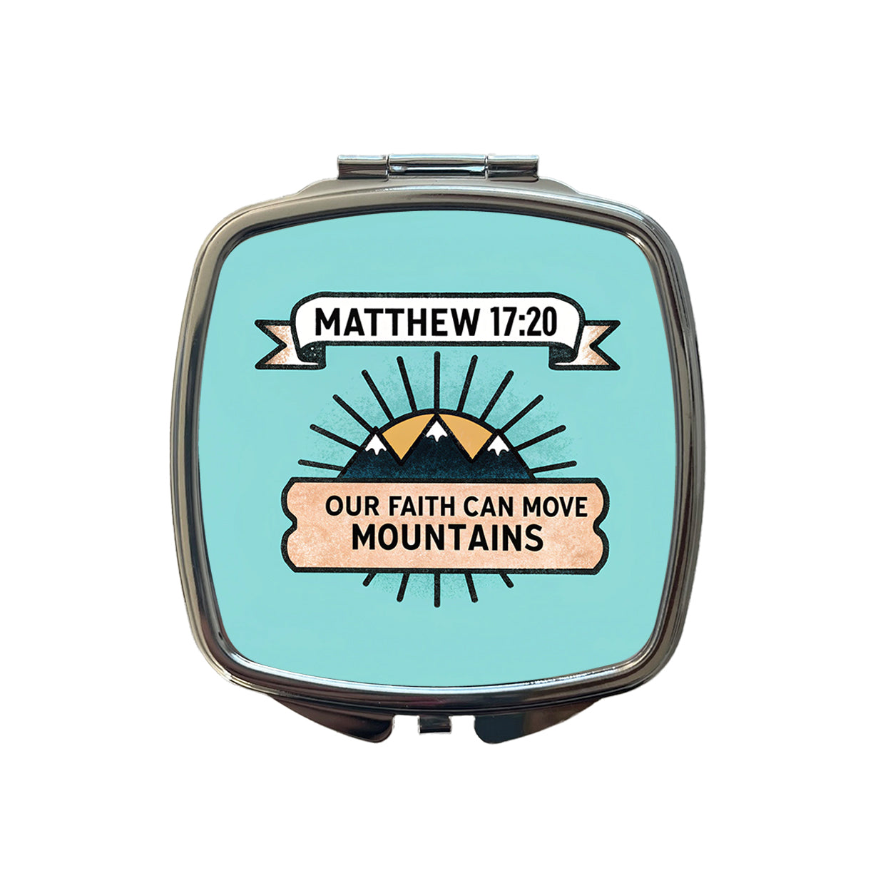 Our Faith Can Move Mountains Bible Small Travel Purse Handbag Pocket Makeup Compact Mirror