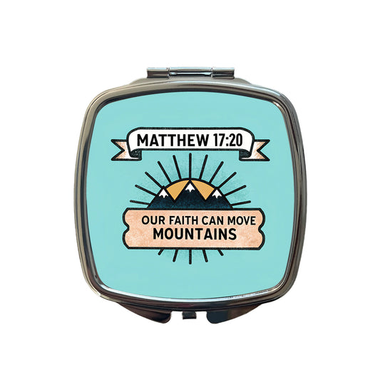 Our Faith Can Move Mountains Bible Small Travel Purse Handbag Pocket Makeup Compact Mirror