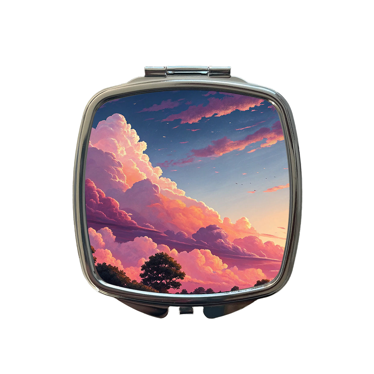Painterly Sky Anime Clouds Small Travel Purse Handbag Pocket Makeup Compact Mirror