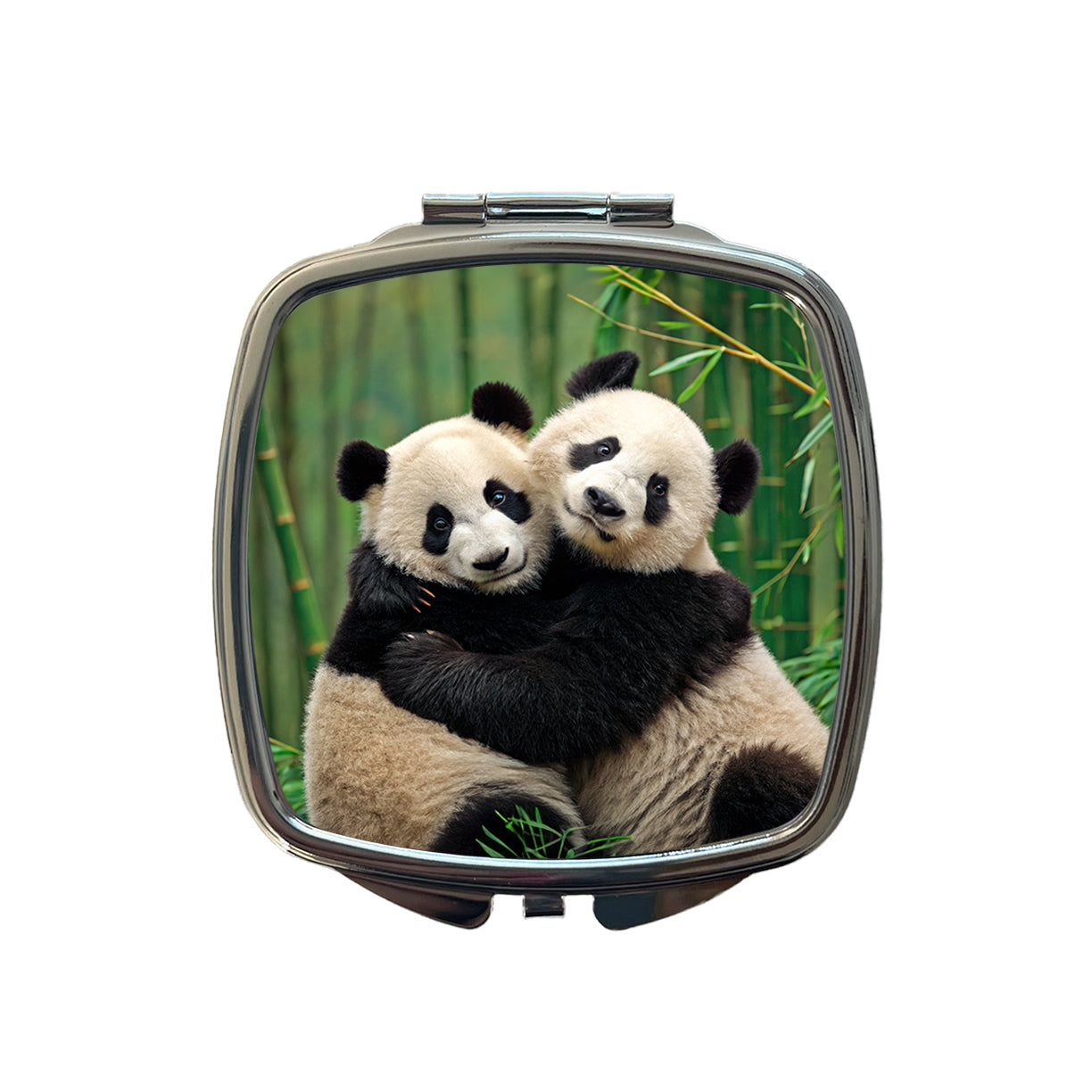 Pandas Hugging Love Small Travel Purse Handbag Pocket Makeup Compact Mirror