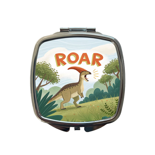 Parasaurolophus With Roar Bold Dinosaur Small Travel Purse Handbag Pocket Makeup Compact Mirror