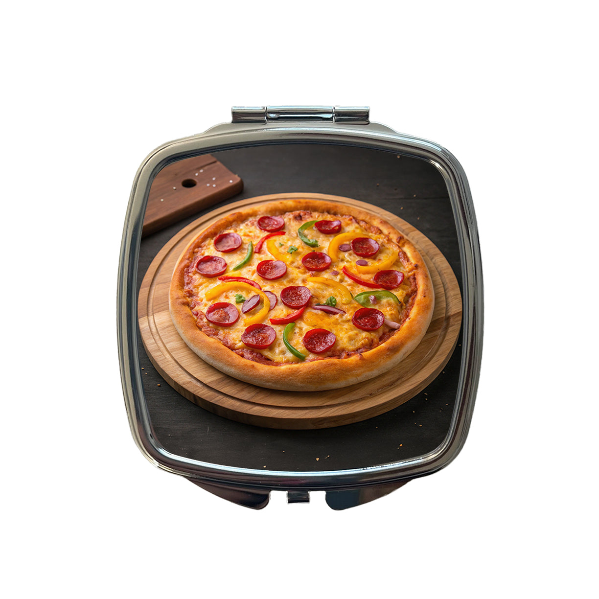 Pepperoni Pepper Pizza Small Travel Purse Handbag Pocket Makeup Compact Mirror