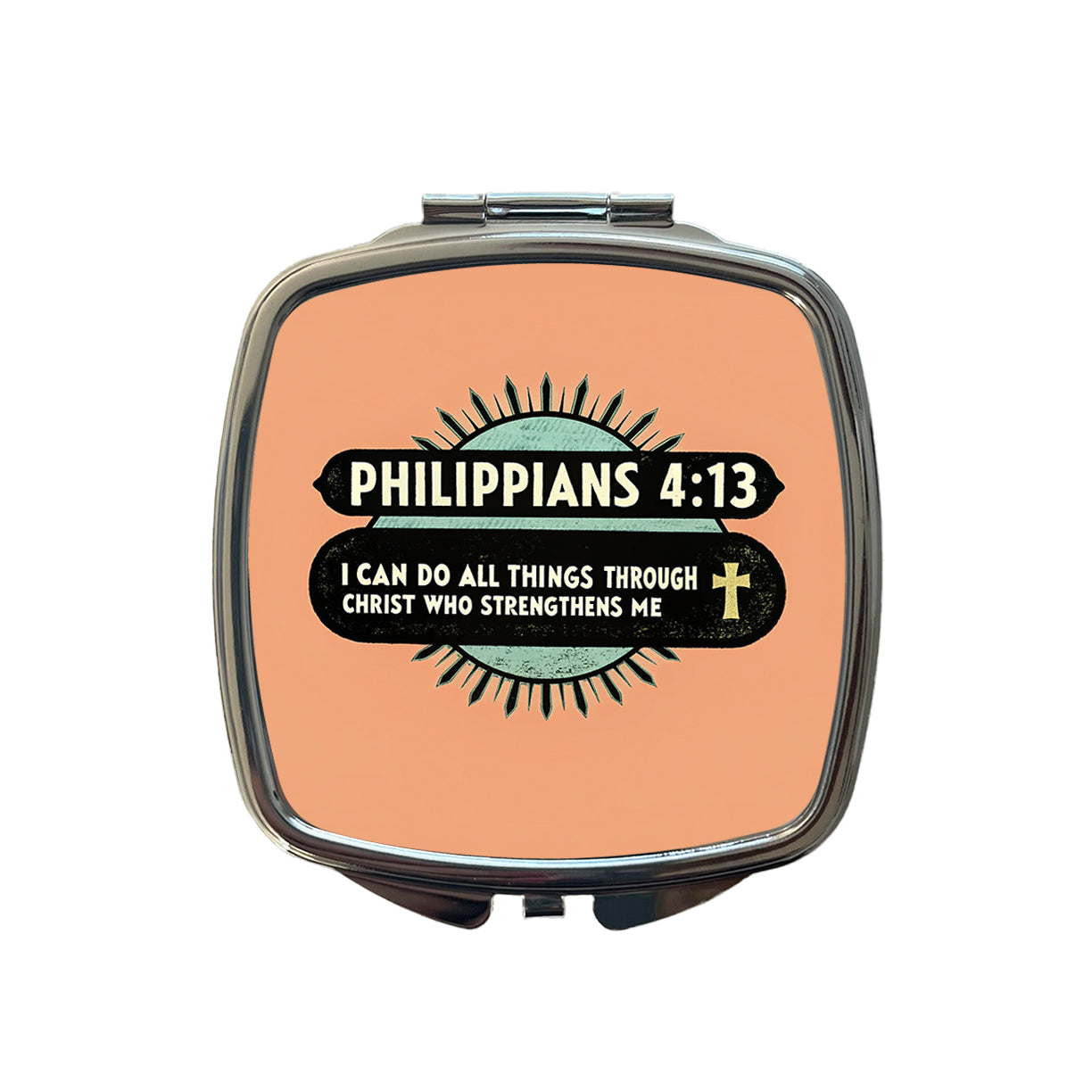 Philippians I Can Do All Things Through Christ Bible Christian Small Travel Purse Handbag Pocket Makeup Compact Mirror