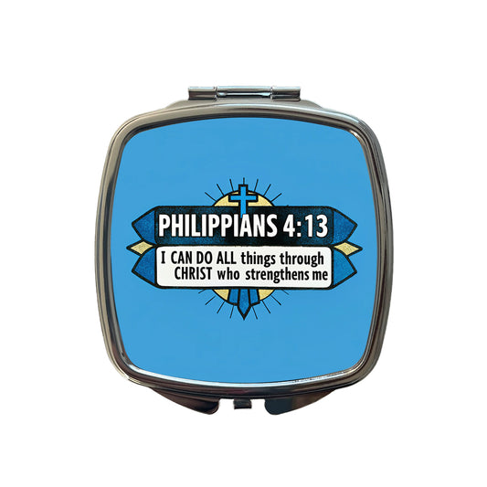 Philippians I Can Do All Things Through Christ Bible Verse Small Travel Purse Handbag Pocket Makeup Compact Mirror