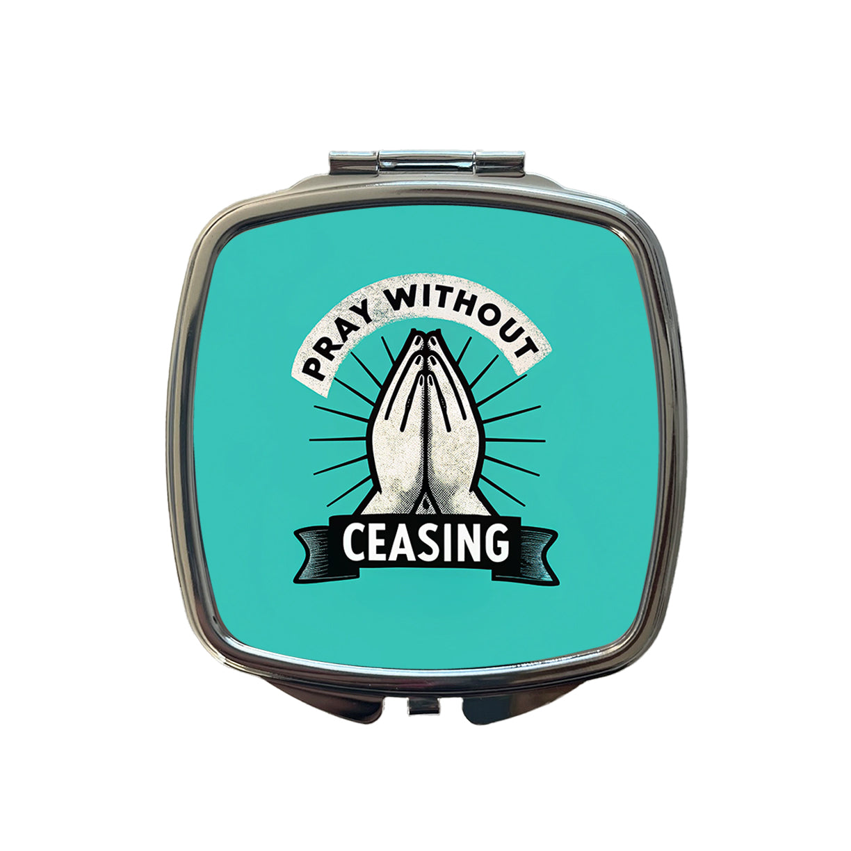 Pray Without Ceasing Prayer Bible Verse Small Travel Purse Handbag Pocket Makeup Compact Mirror