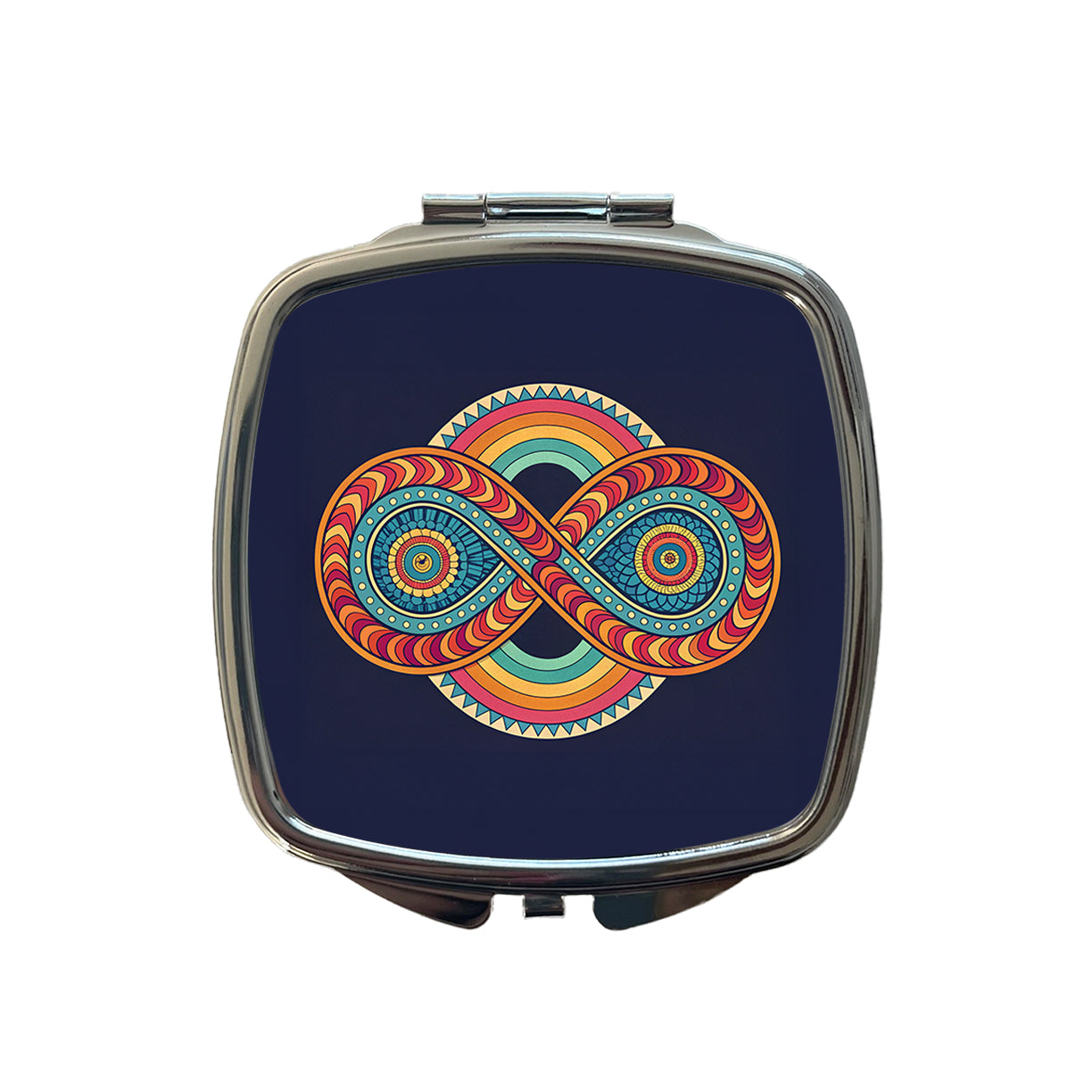 Psychedelic Patterns Groovy Infinite Loops Small Travel Purse Handbag Pocket Makeup Compact Mirror