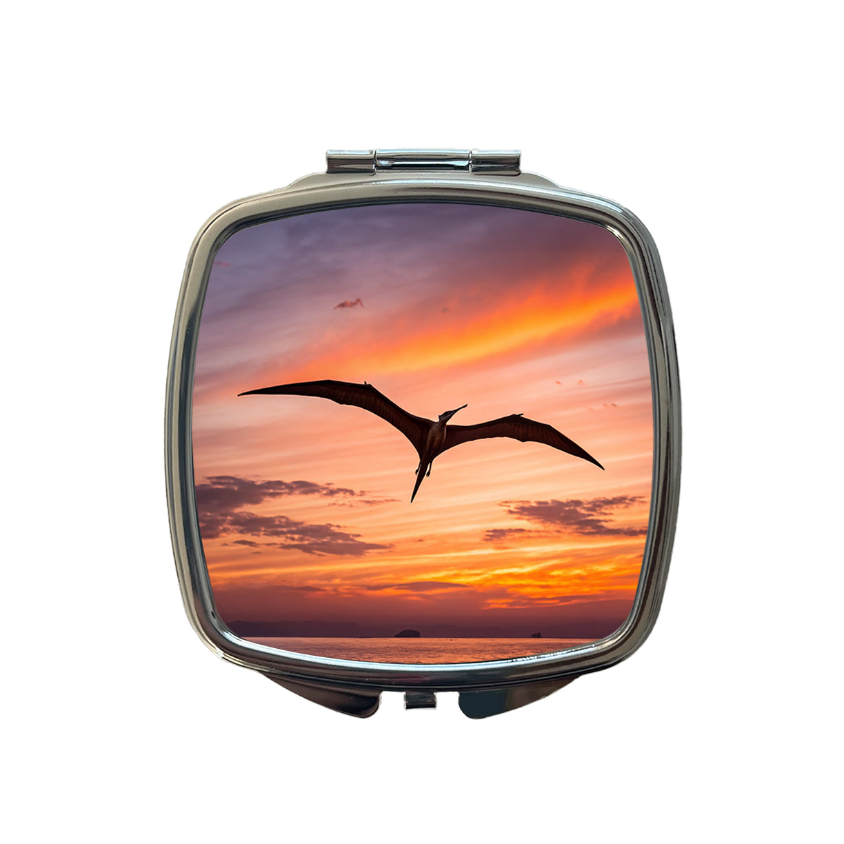 Pterodactylus Sunset Dinosaur Small Travel Purse Handbag Pocket Makeup Compact Mirror