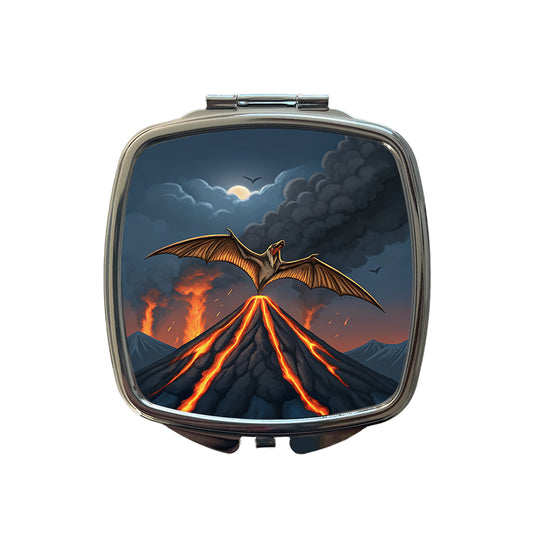 Pterodactylus Volcano Flying Dinosaur Small Travel Purse Handbag Pocket Makeup Compact Mirror