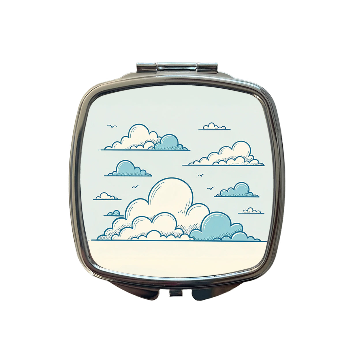 Puffy Clouds Minimalist Style Small Travel Purse Handbag Pocket Makeup Compact Mirror