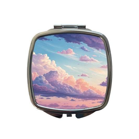 Puffy Clouds Pastel Sky Stunning Small Travel Purse Handbag Pocket Makeup Compact Mirror