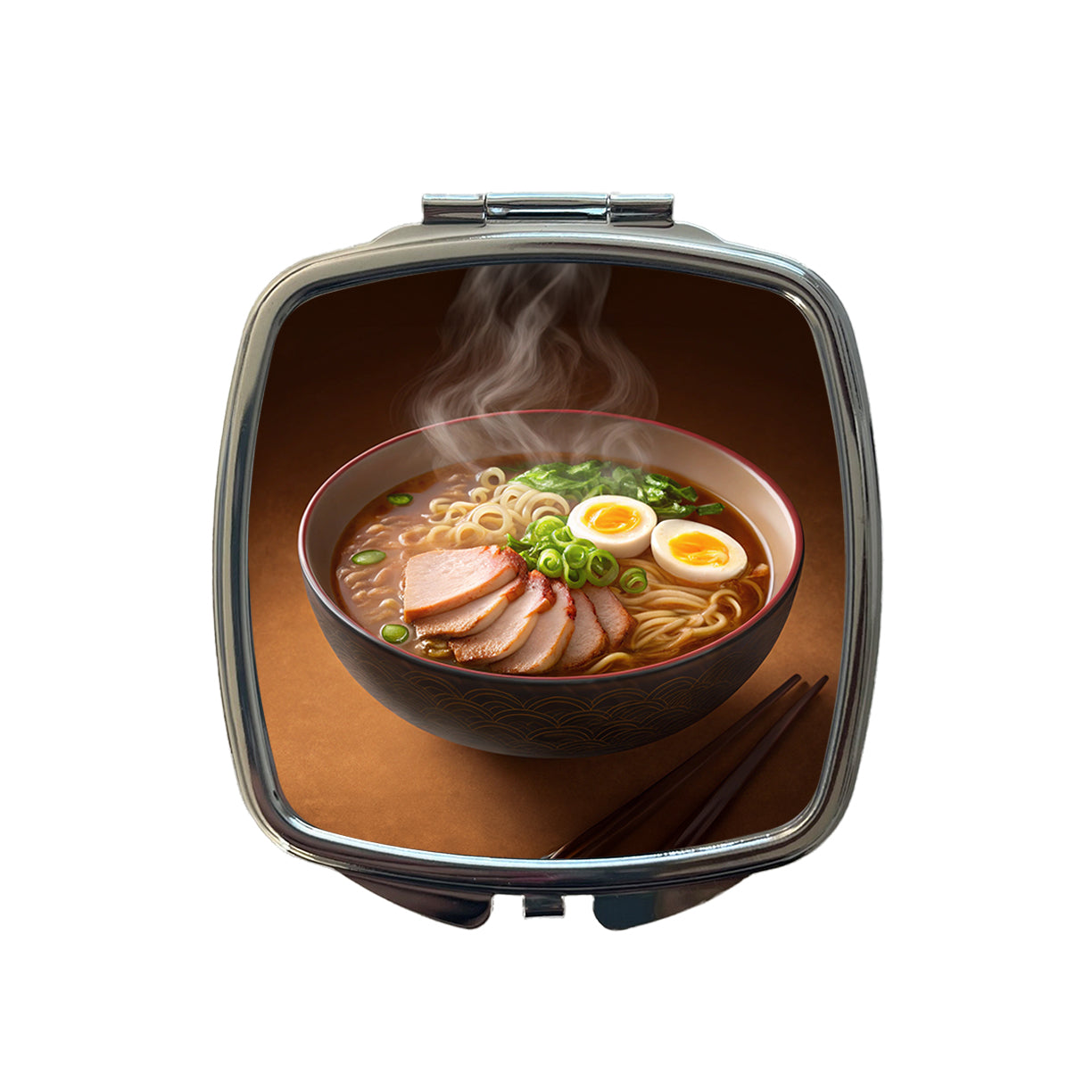 Ramen Bowl Noodles Dinner Small Travel Purse Handbag Pocket Makeup Compact Mirror
