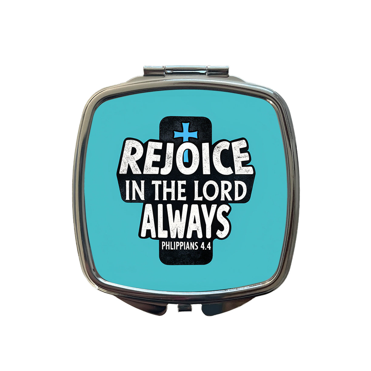 Rejoice In The Lord Always Philippians Bible Verse Small Travel Purse Handbag Pocket Makeup Compact Mirror