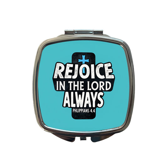 Rejoice In The Lord Always Philippians Bible Verse Small Travel Purse Handbag Pocket Makeup Compact Mirror