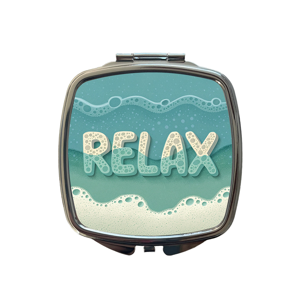 Relax Sea Foam Ocean Beach Small Travel Purse Handbag Pocket Makeup Compact Mirror