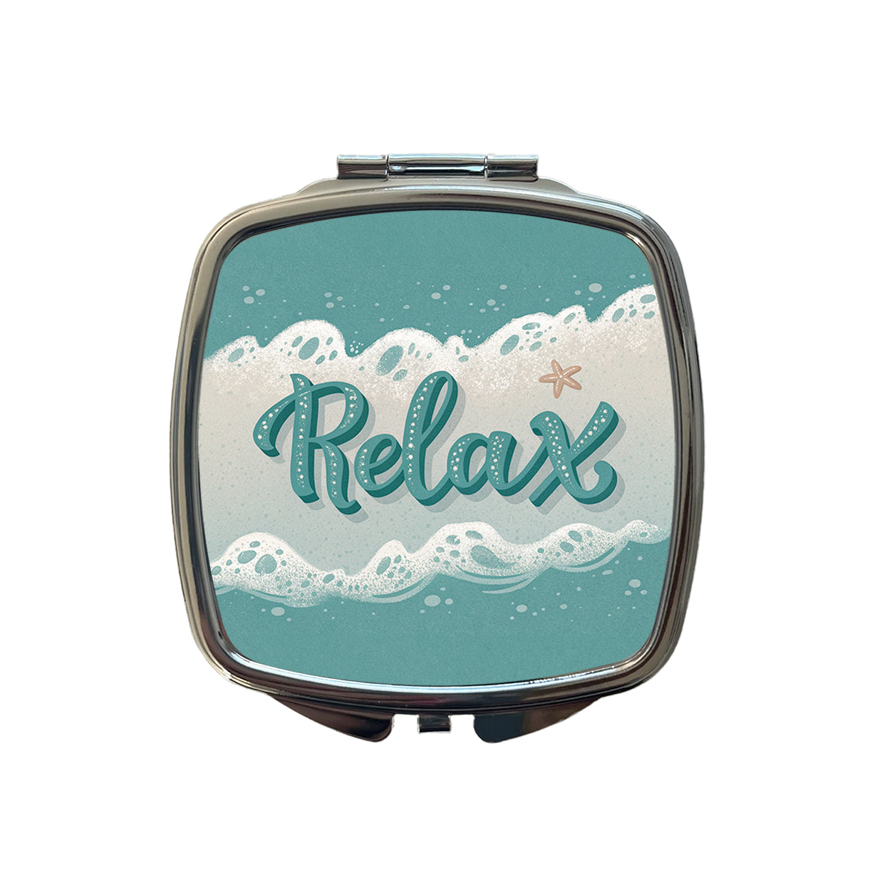 Relax Sea Foam Ocean Small Travel Purse Handbag Pocket Makeup Compact Mirror