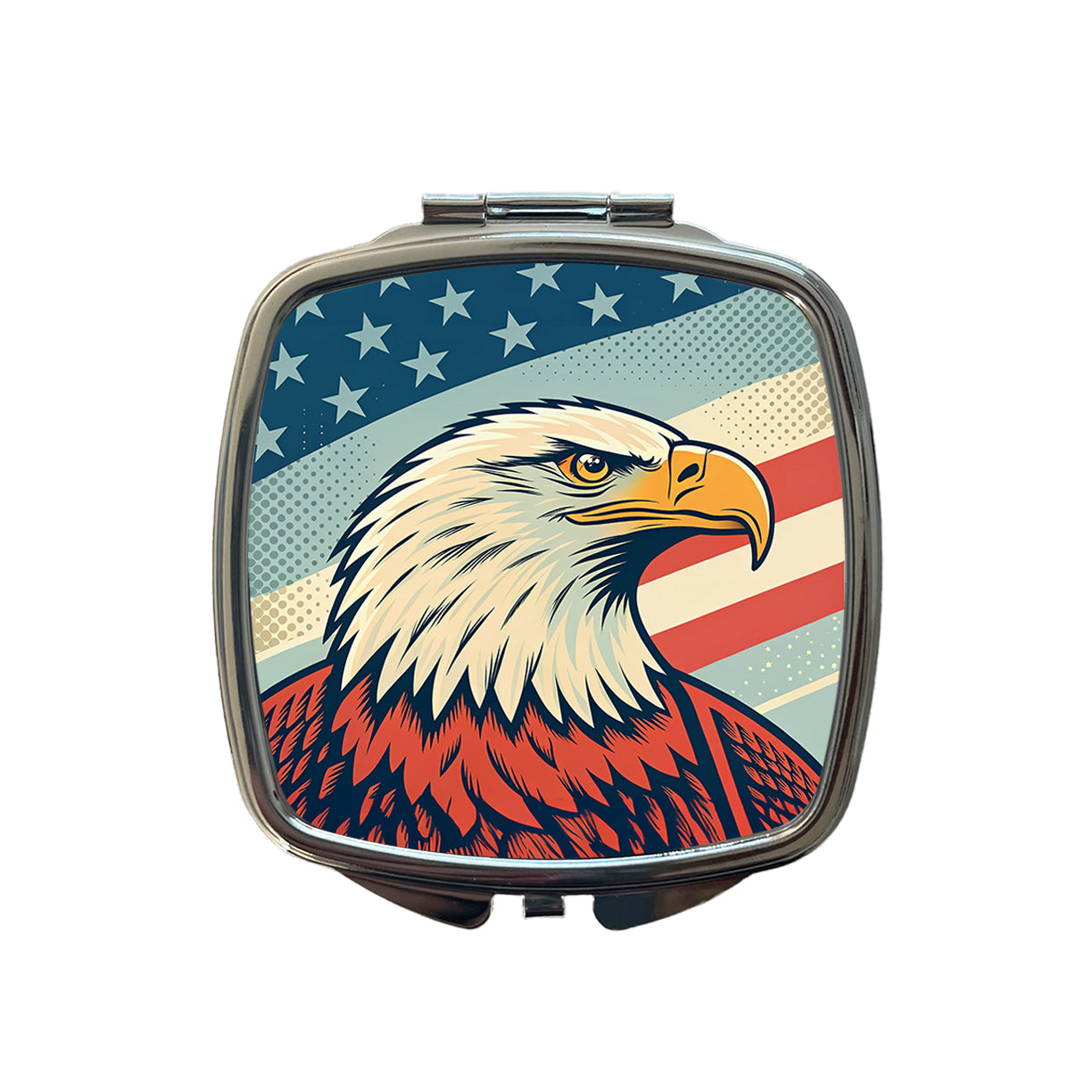 Retro Bald Eagle Patriotic USA United States Of America Small Travel Purse Handbag Pocket Makeup Compact Mirror