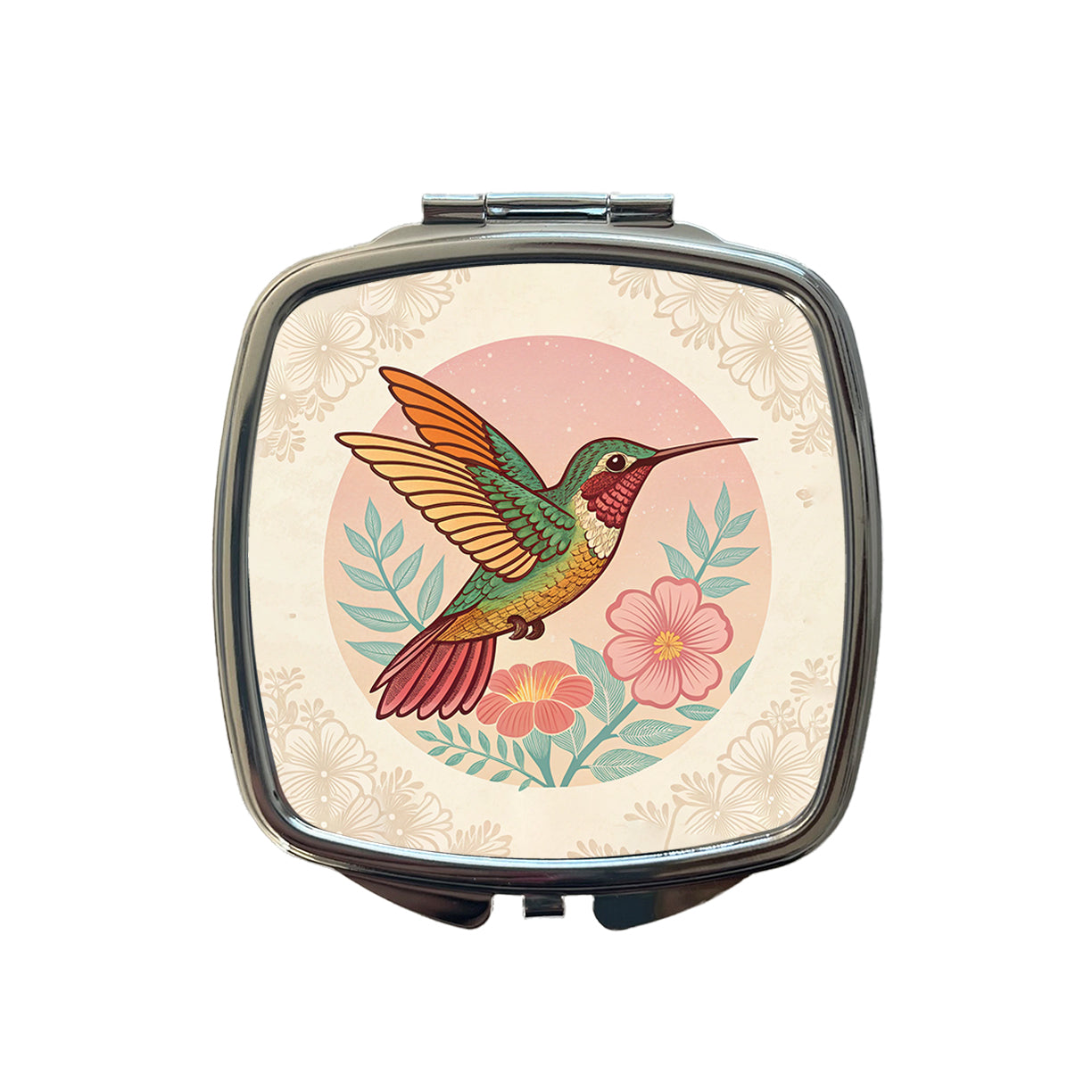 Retro Hummingbird Beautiful Small Travel Purse Handbag Pocket Makeup Compact Mirror