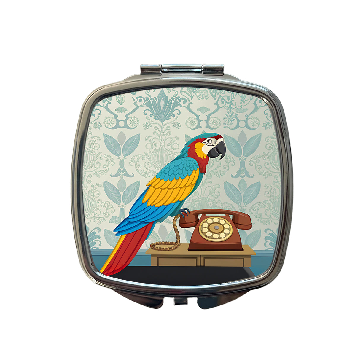 Retro Macaw Colorful Bird Small Travel Purse Handbag Pocket Makeup Compact Mirror