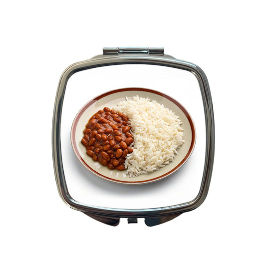 Rice And Beans Cheap Dinner Small Travel Purse Handbag Pocket Makeup Compact Mirror