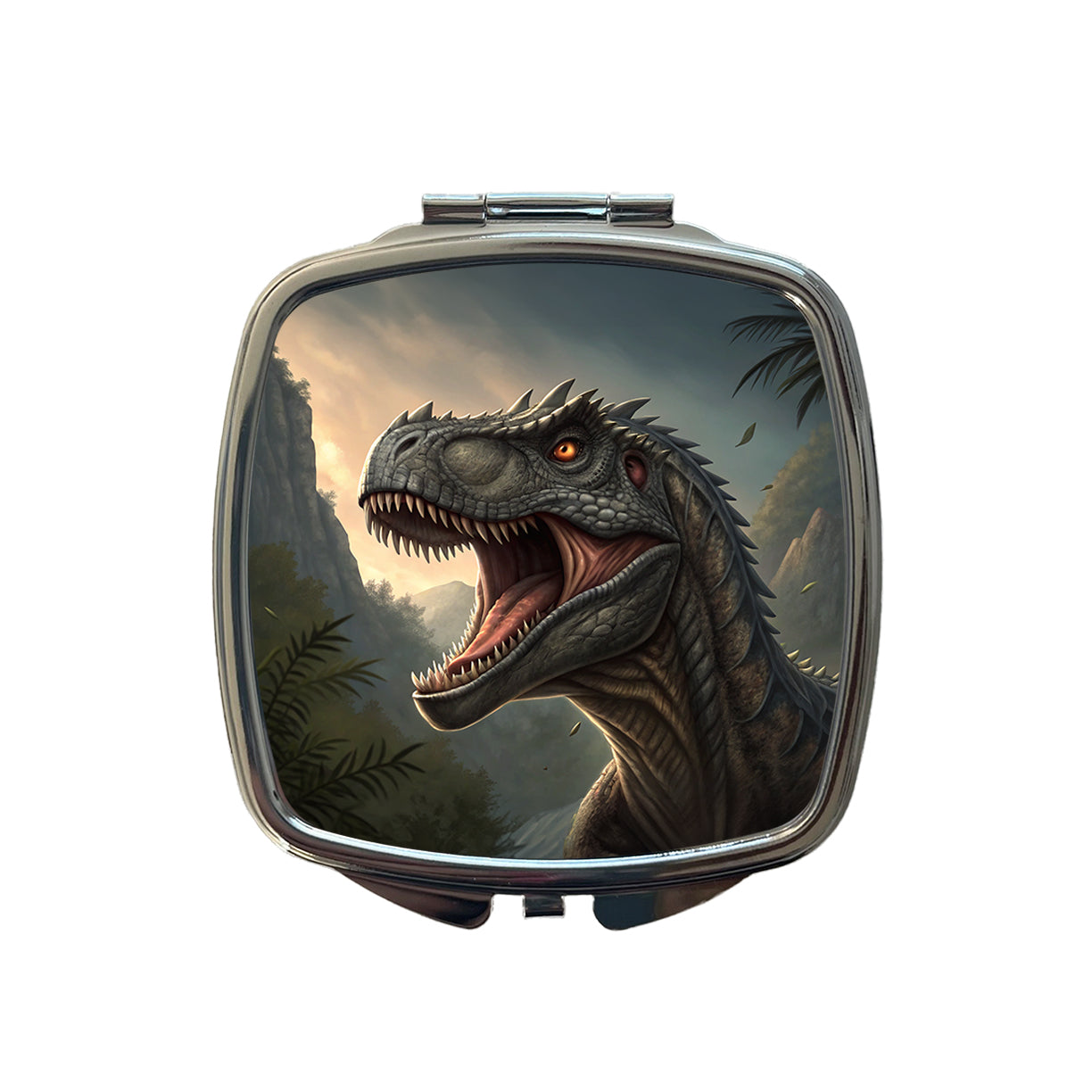 Roaring Allosaurus Dinosaur Small Travel Purse Handbag Pocket Makeup Compact Mirror