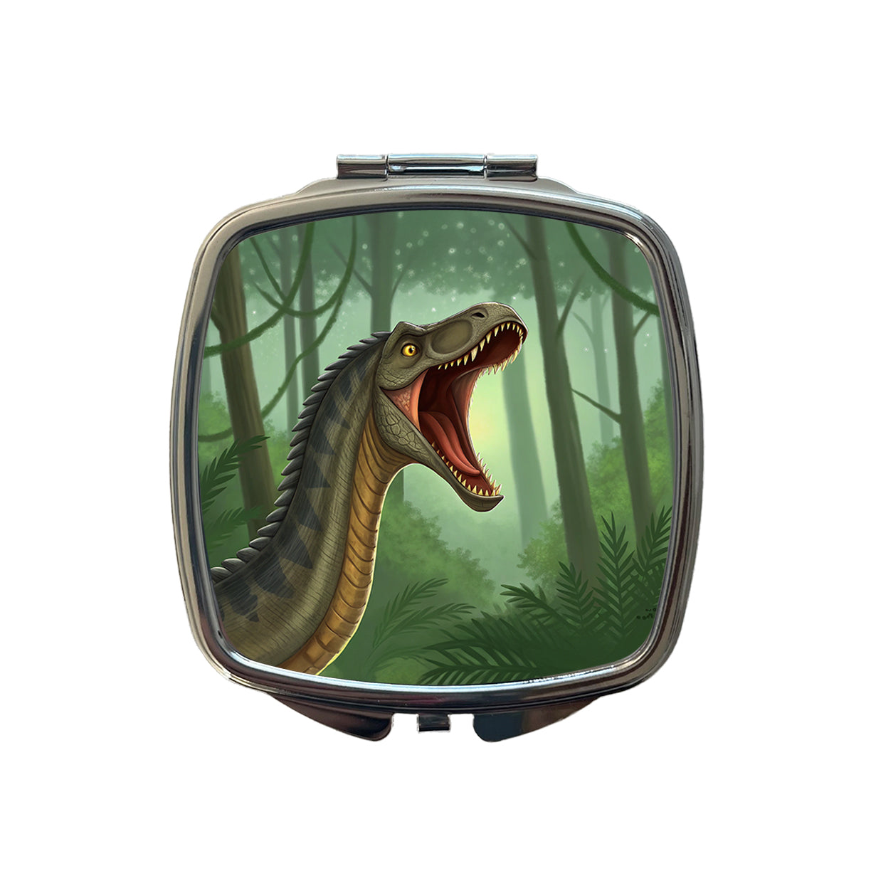 Roaring Apatosaurus Dinosaur Forest Small Travel Purse Handbag Pocket Makeup Compact Mirror