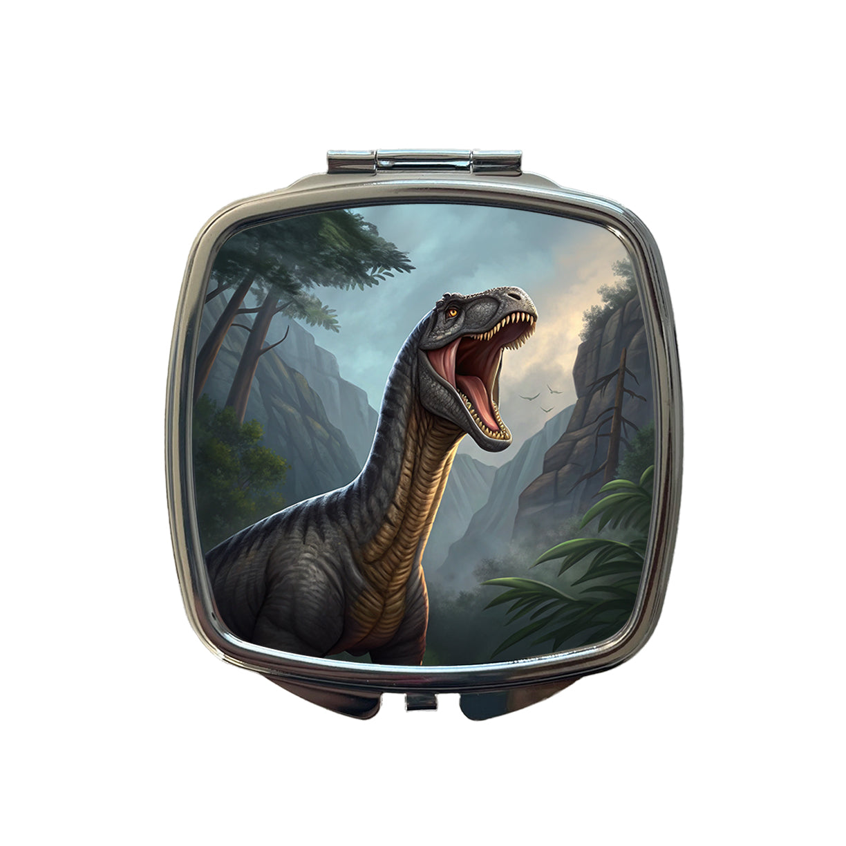 Roaring Argentinosaurus Dinosaur Mountains Small Travel Purse Handbag Pocket Makeup Compact Mirror