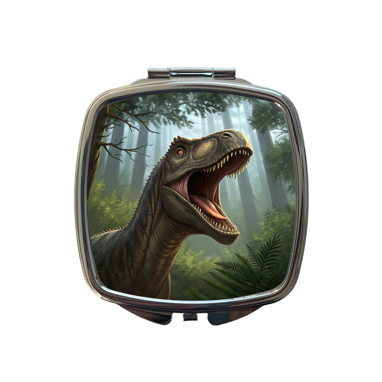 Roaring Brontosaurus Dinosaur Forest Small Travel Purse Handbag Pocket Makeup Compact Mirror