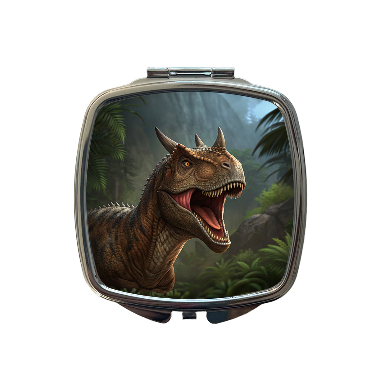 Roaring Carnotaurus Dinosaur Scary Small Travel Purse Handbag Pocket Makeup Compact Mirror