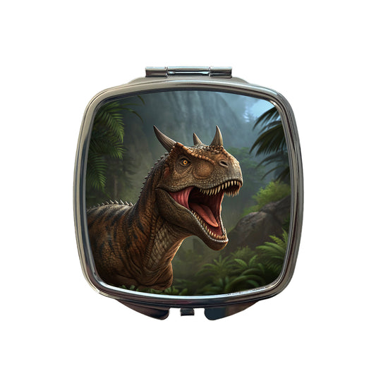 Roaring Carnotaurus Dinosaur Scary Small Travel Purse Handbag Pocket Makeup Compact Mirror